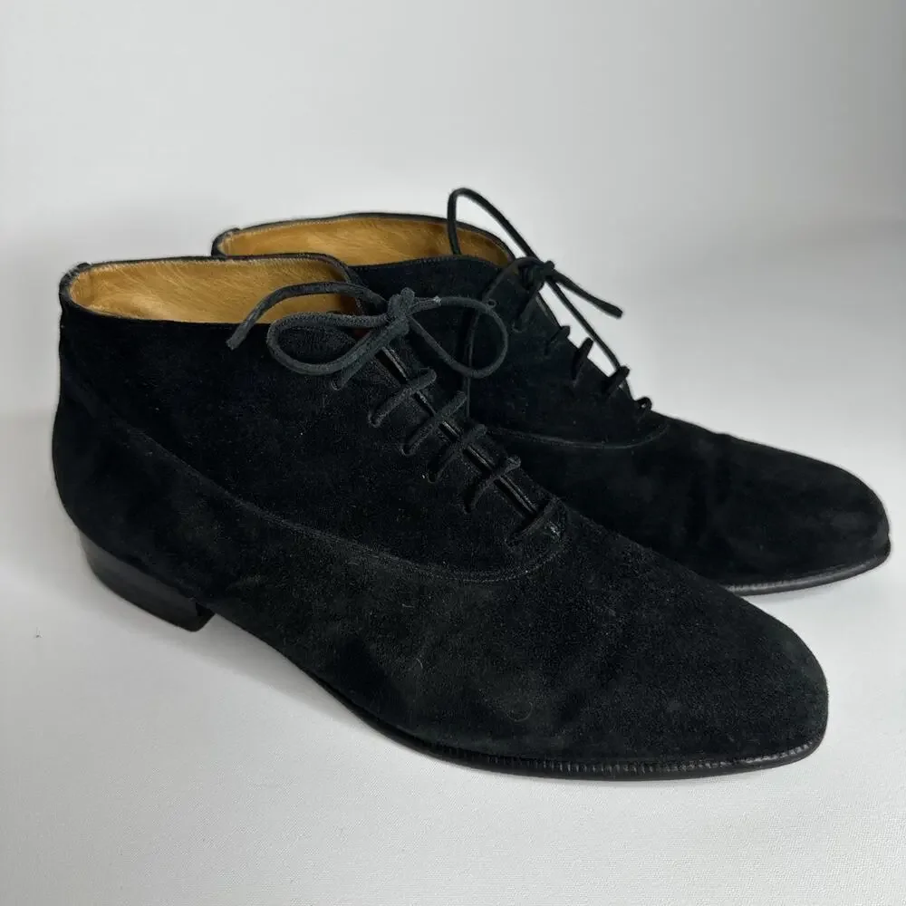 Dieter Kuckelkorn Womens Black Suede Laced Ankle Boots Size 4.5 EUR 35 Handmade